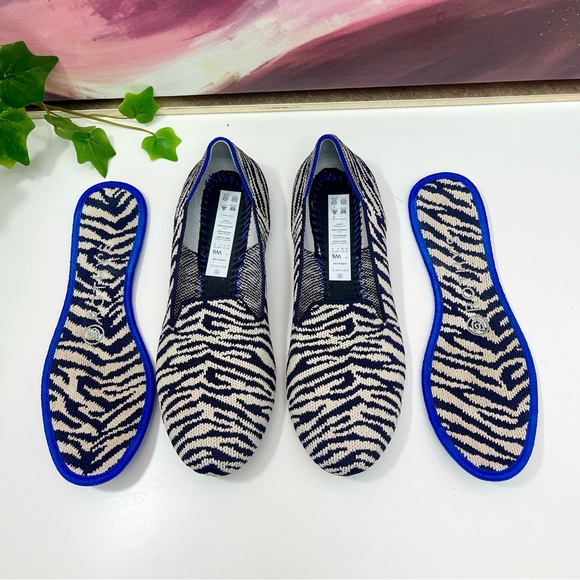Rothy's The Almond Loafer Zebra Print Navy Blue & White Size 6 - Picture 14 of 15